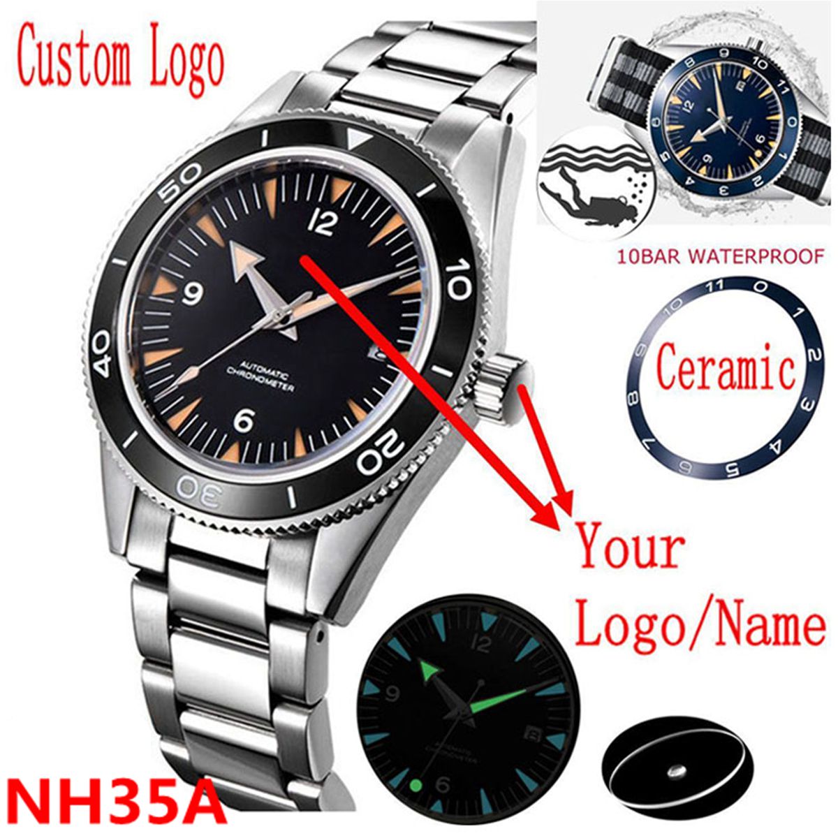 Luxury Watch Safe - Logo personnalisé NH35 mouvement montre 10