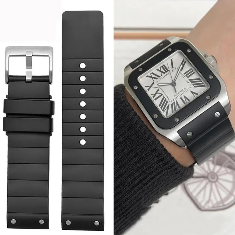 Luxury Watch Cartier - Bracelet de montre en caoutchouc noir